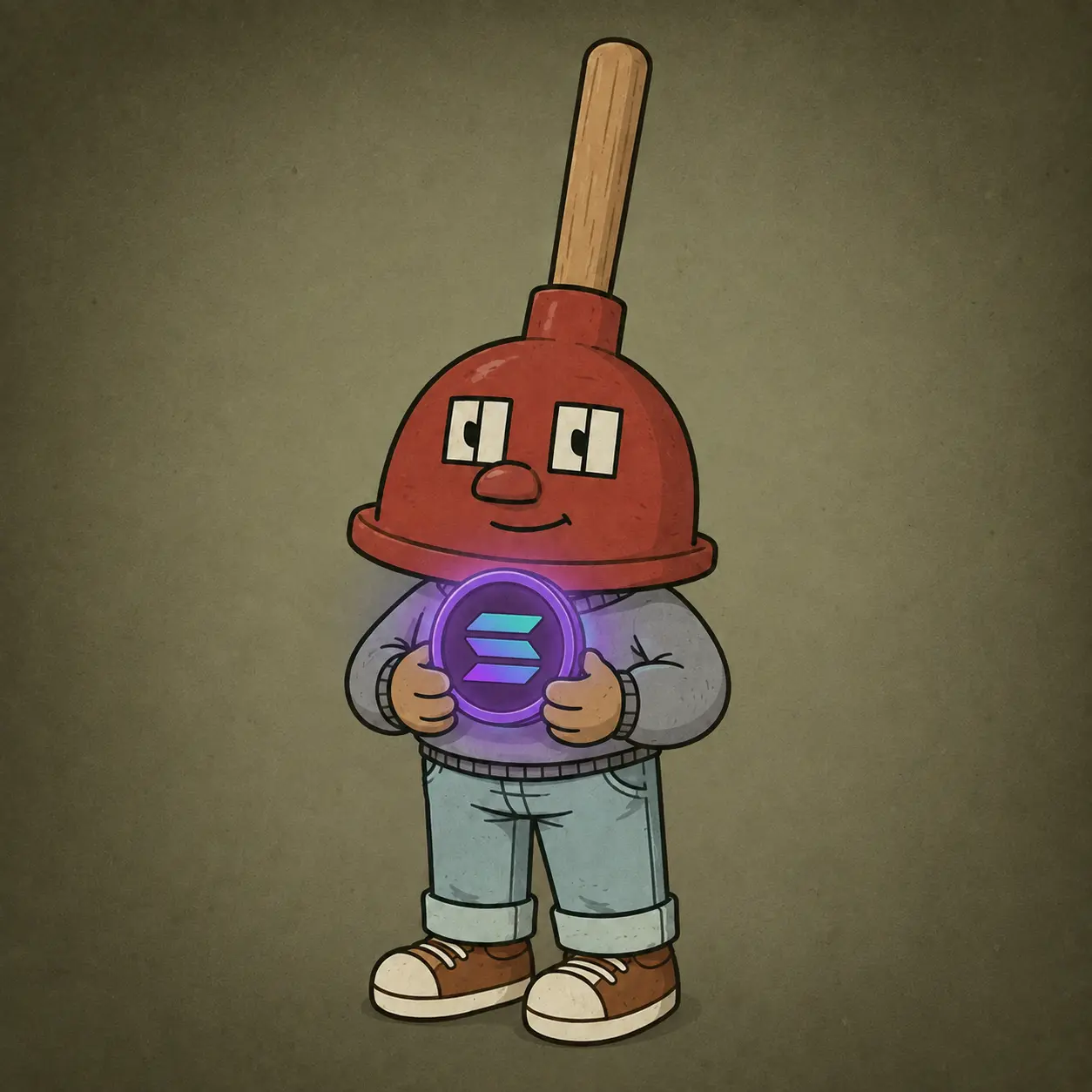 PLUNGERHOUSE holding a Solana coin