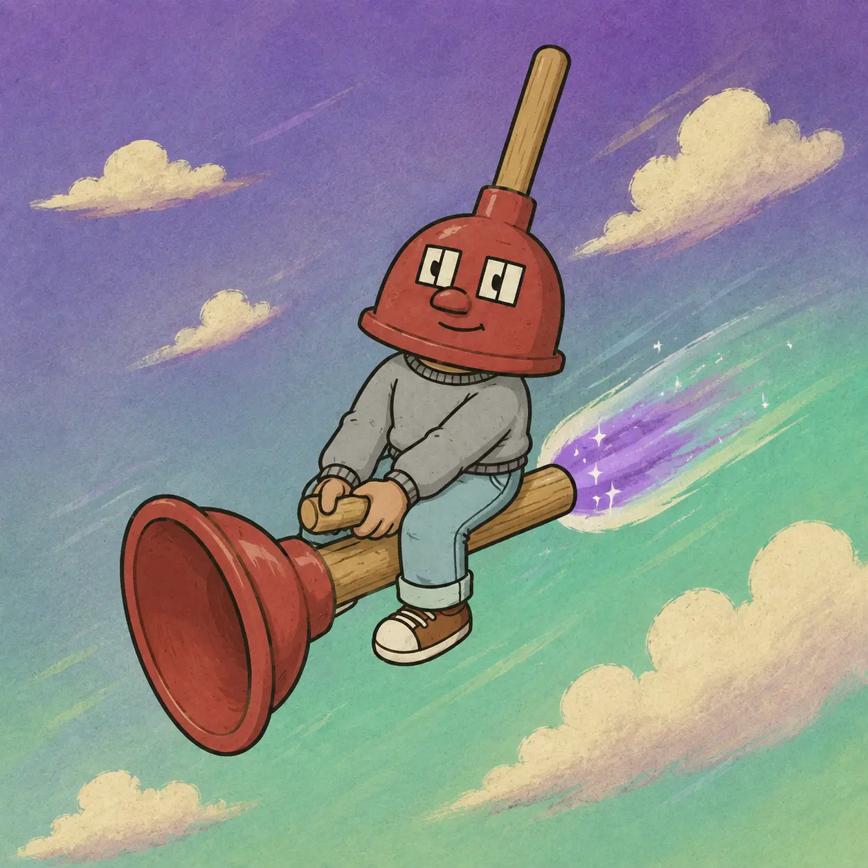PLUNGERHOUSE riding a plunger rocket